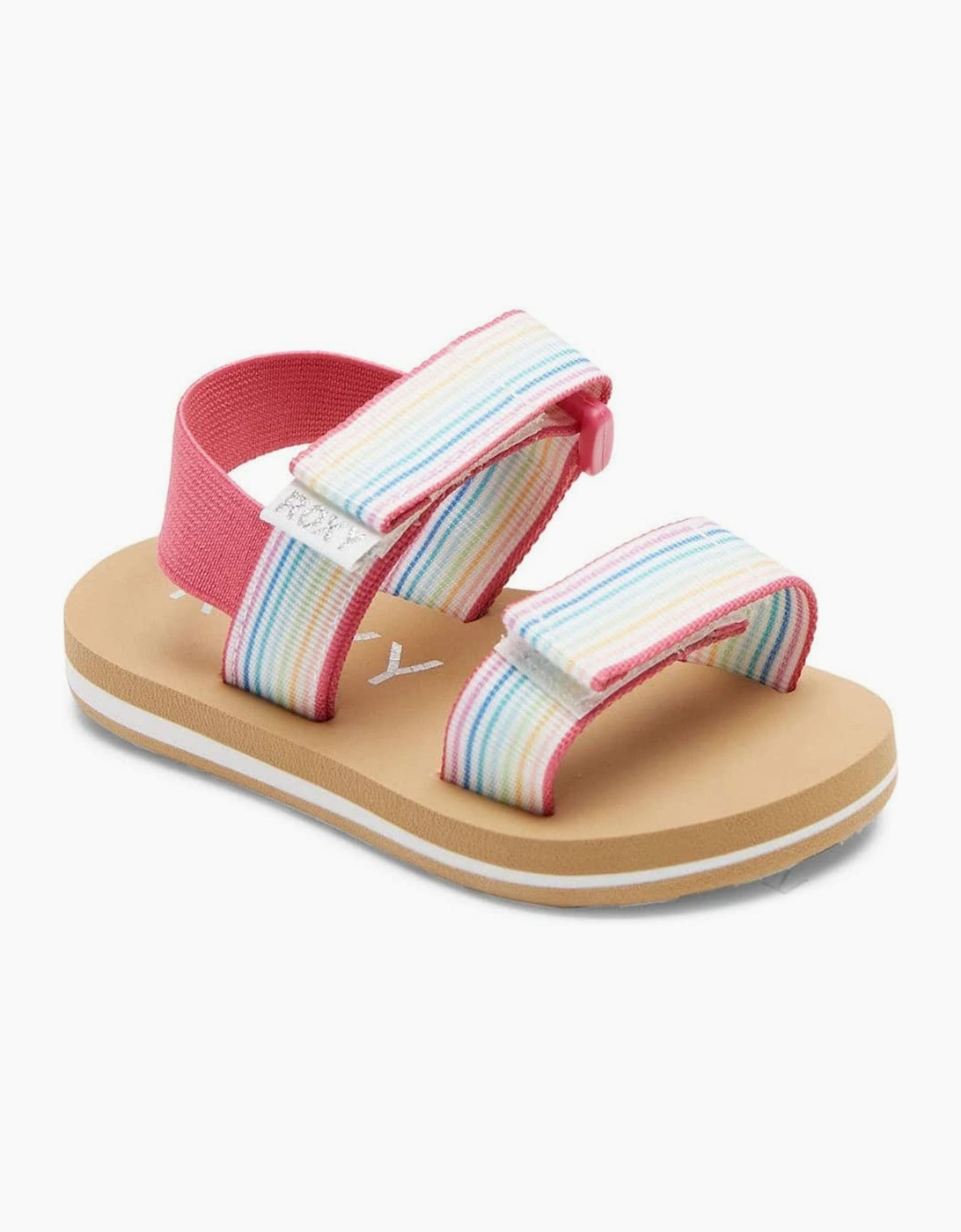 Boy's Roxy Infant Kids Cage Strappy Floral Flip Flops Sandals - White/Multi - Size: 5K