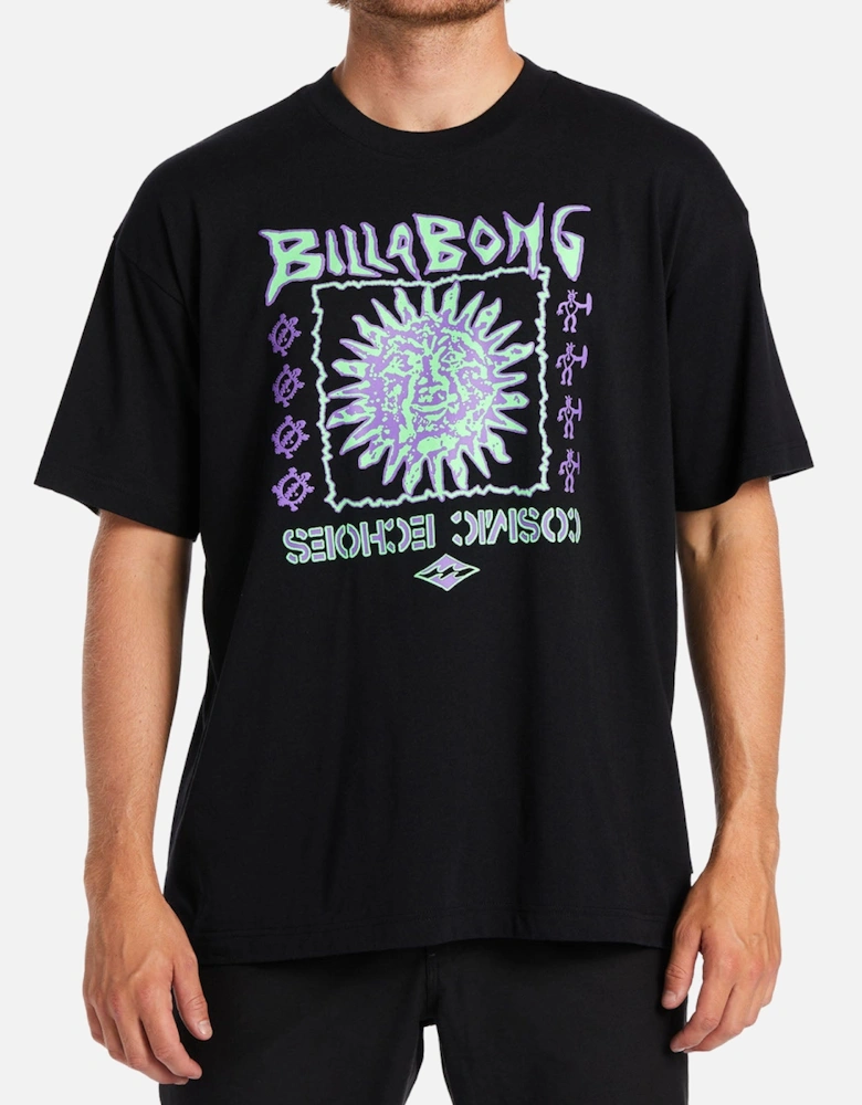 Mens Cosmic Sun Crew Neck T-Shirt - Black