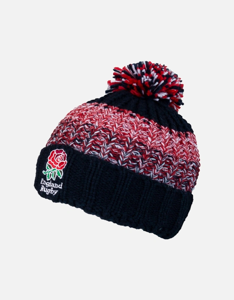 Official RFU Adults Stripe Bobble Hat - Red
