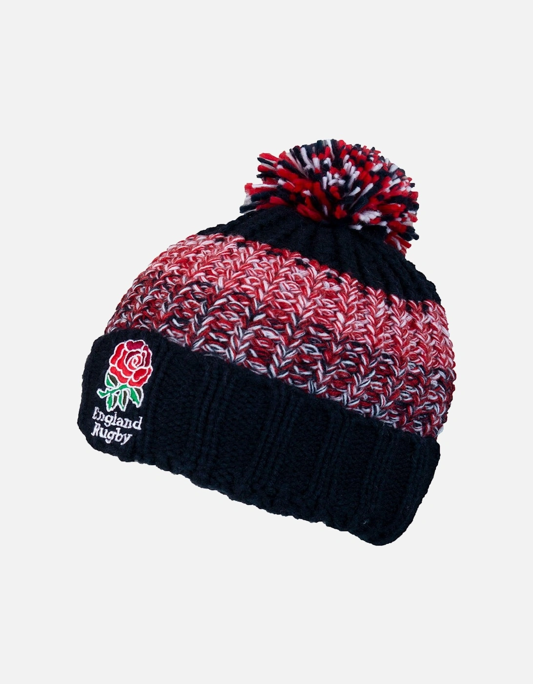 Official RFU Adults Stripe Bobble Hat - Red, 2 of 1
