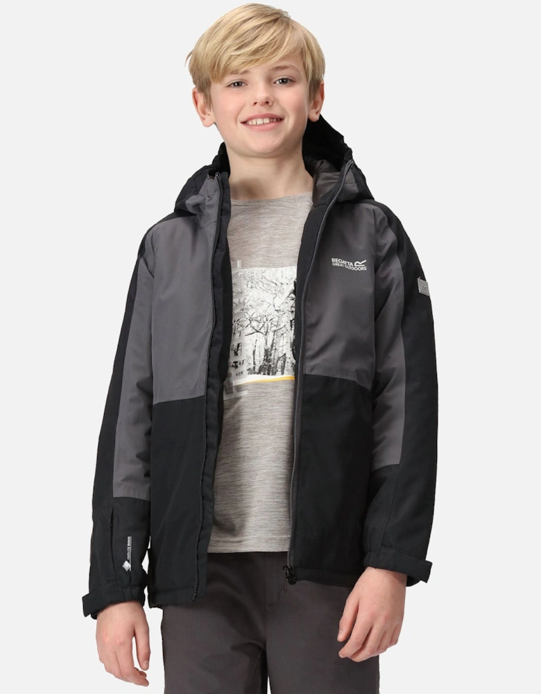 Kids Beamz III Waterproof Hooded Jacket - Black Seal