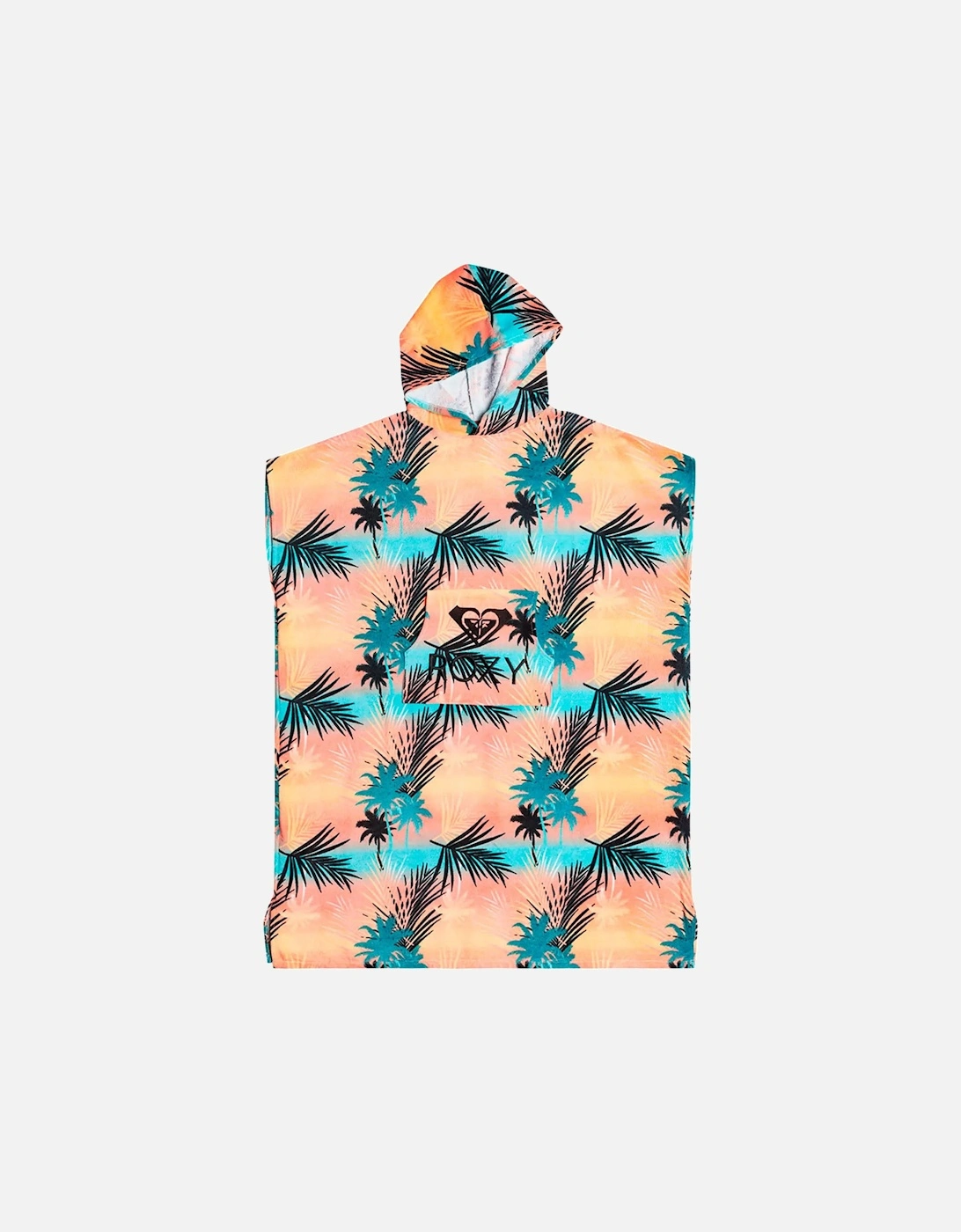 Womens Warmy Sunset Printed Hooded Towel Poncho