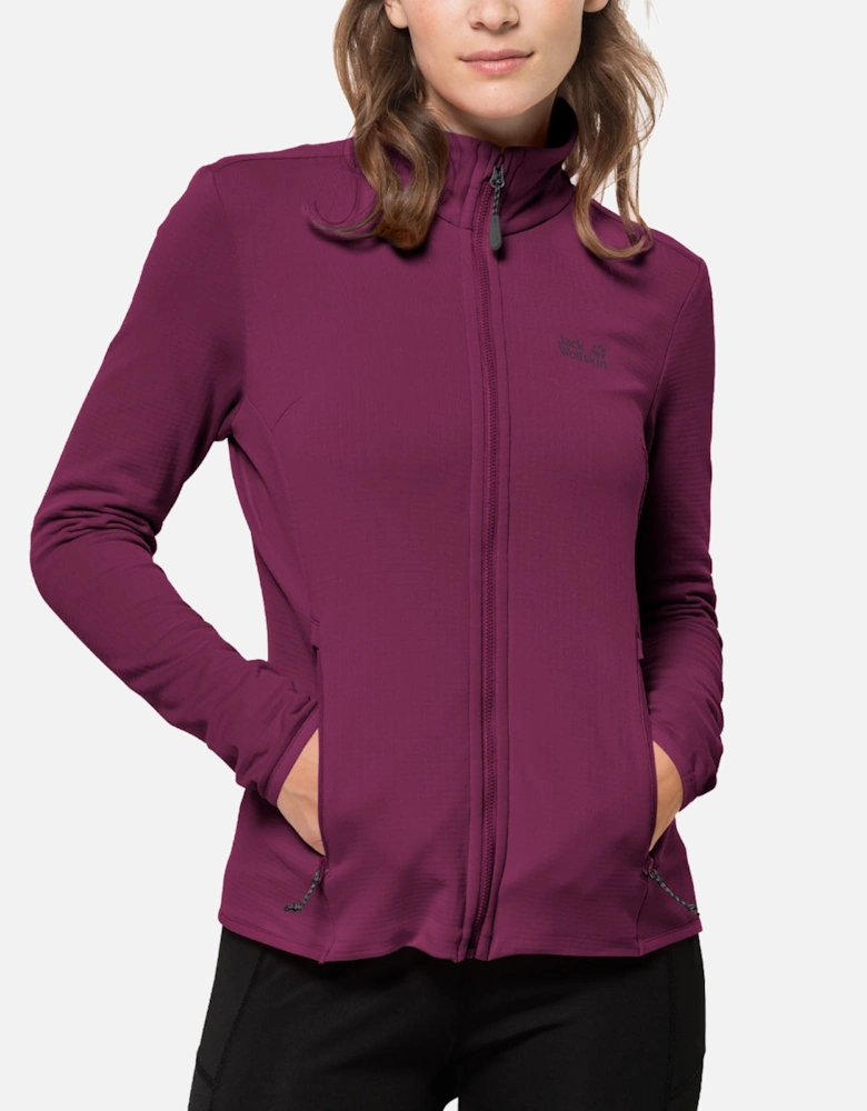 Womens Peak Grid Walking Warm High Collar Fleece Jacket