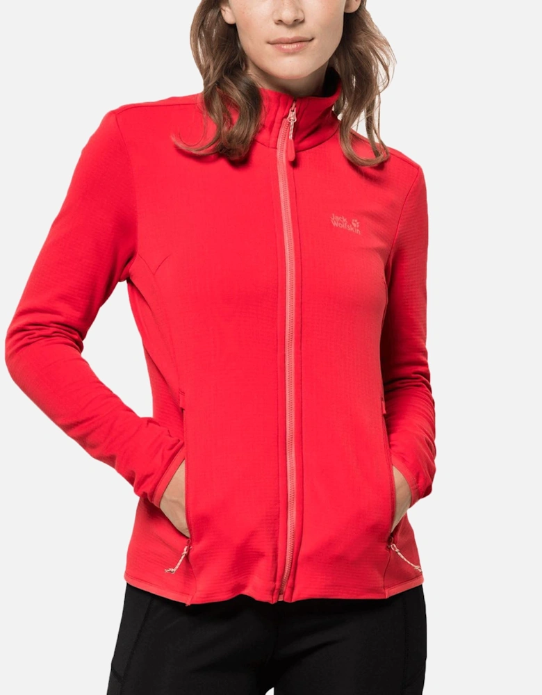 Womens Peak Grid Walking Warm High Collar Fleece Jacket