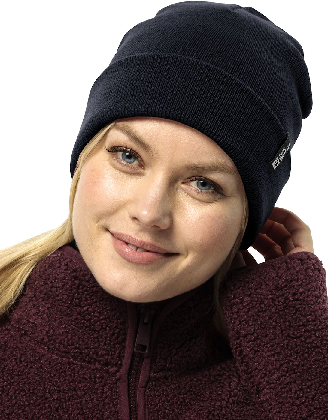 Womens Rib Cuffed Beanie Hat