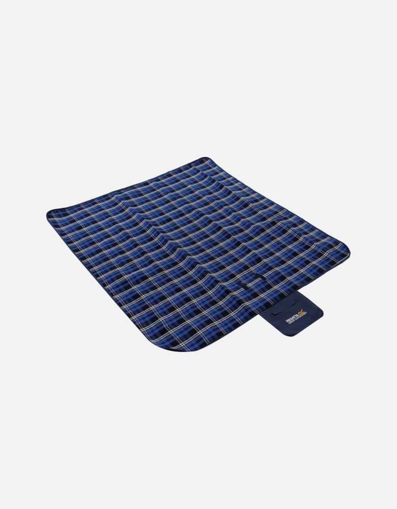 Matio Checked Fold Away Picnic Blanket Rug - Dark Denim