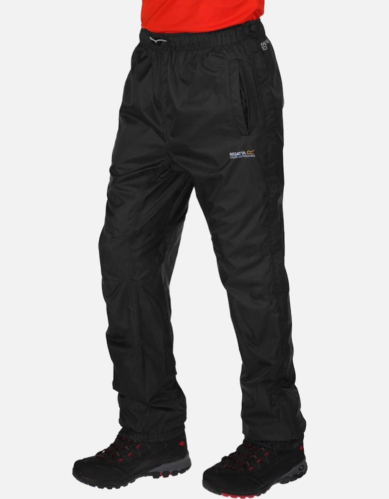 Mens Active Packaway Hiking Waterproof Overtrousers - Black