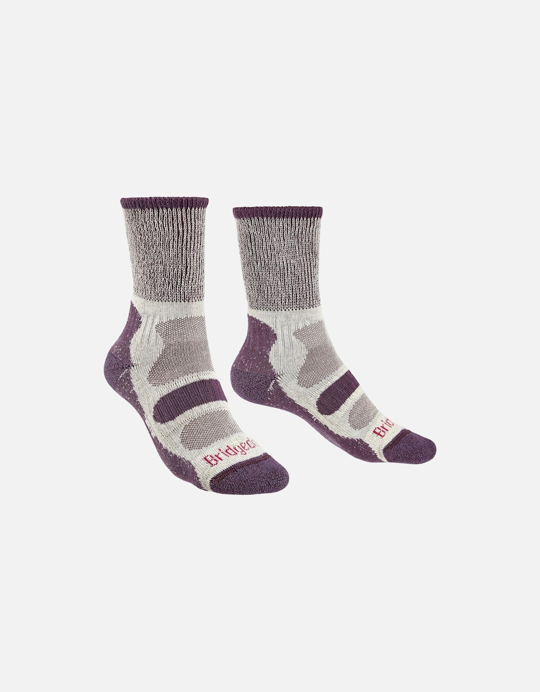 Womens Lightweight Coolmax Comfort Walking Socks - Plum, 6 of 5
