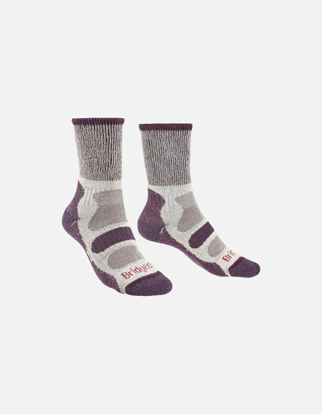 Womens Lightweight Coolmax Comfort Walking Socks - Plum, 2 of 1