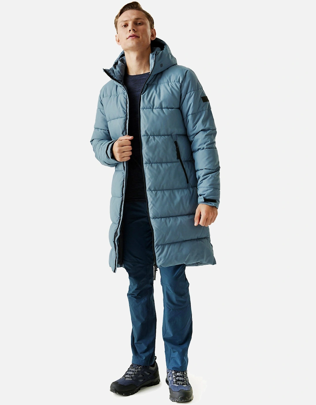 Mens Hallin II Hooded Quilted Padded Longline Jacket