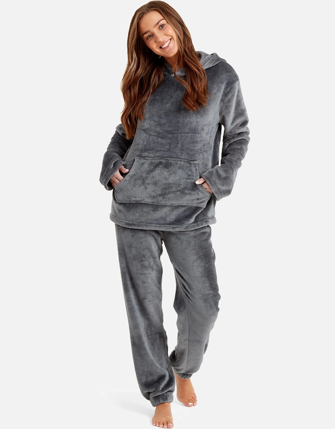 Womens Soft Fleece Hooded Loungewear Set