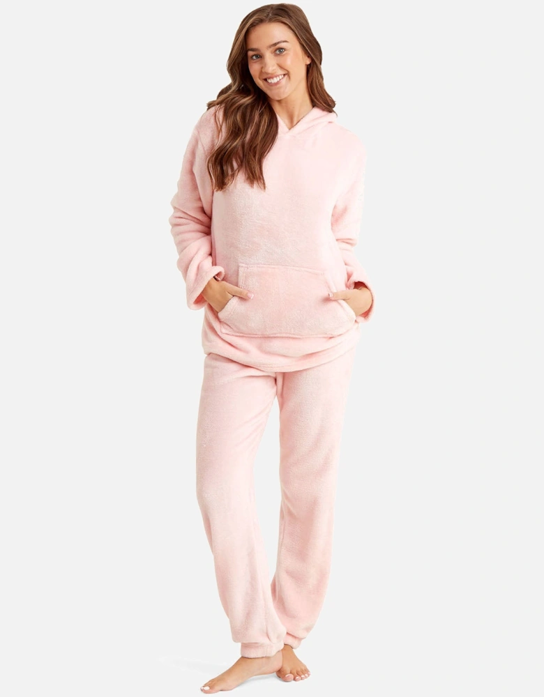 Womens Soft Fleece Hooded Loungewear Set