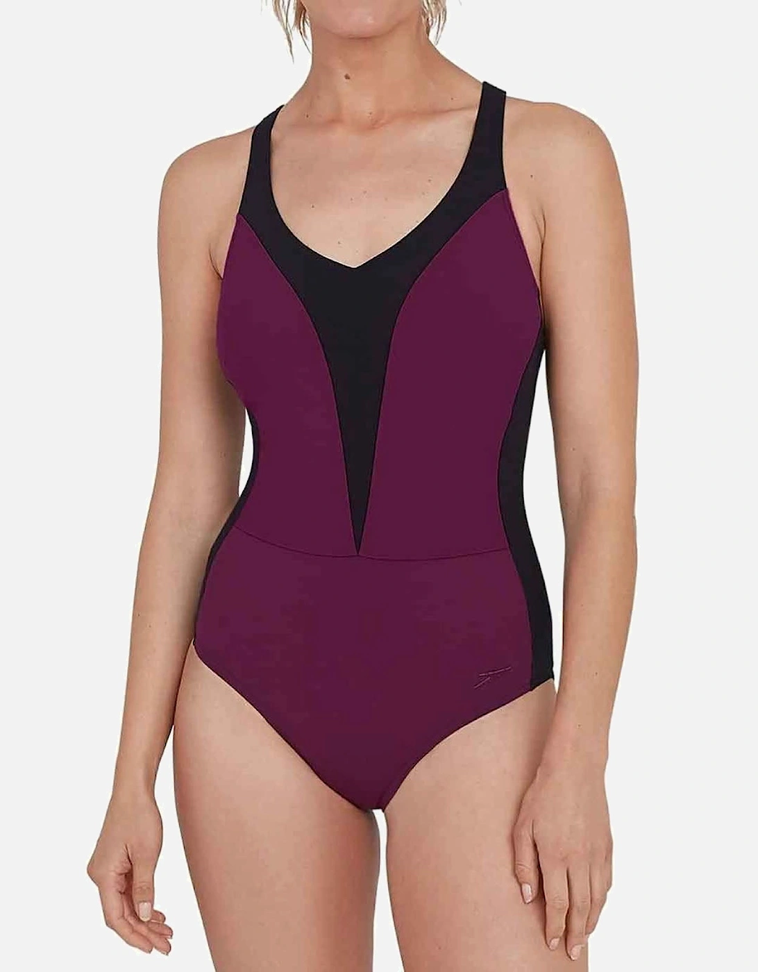 Womens Sculpture OpalLux One Piece Swimming Costume - Purple/Black, 4 of 3