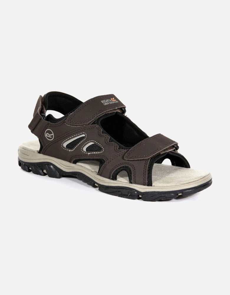 Mens Holcombe Vent Strappy Hook & Loop Walking Sandals - Peat Parchment