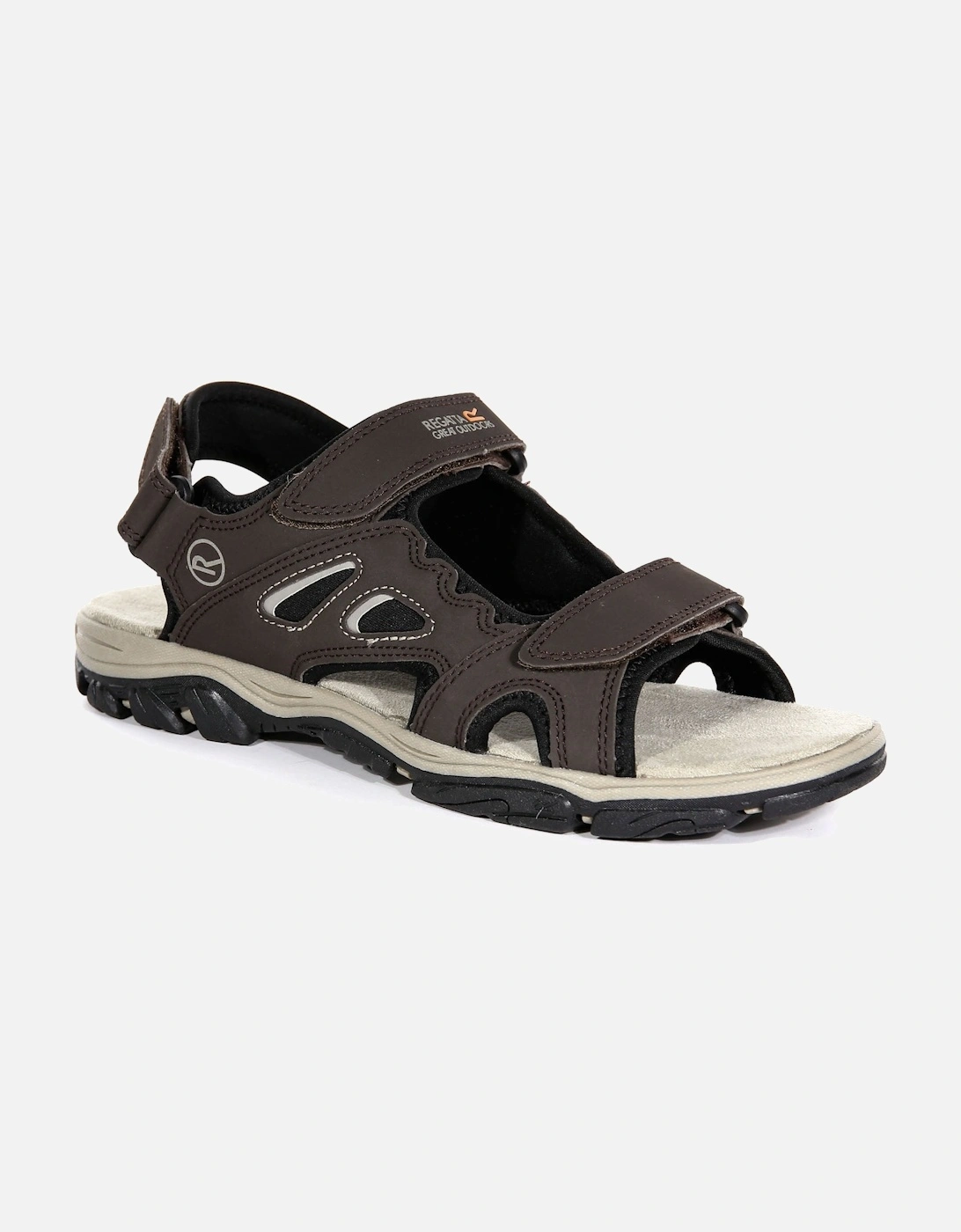 Mens Holcombe Vent Strappy Hook & Loop Walking Sandals - Peat Parchment, 2 of 1