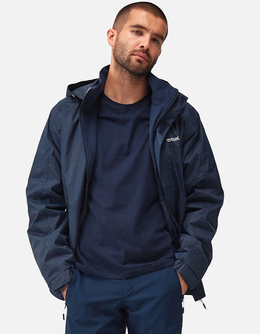 Mens Niviston Hooded Waterproof Walking Jacket - Navy, 2 of 1