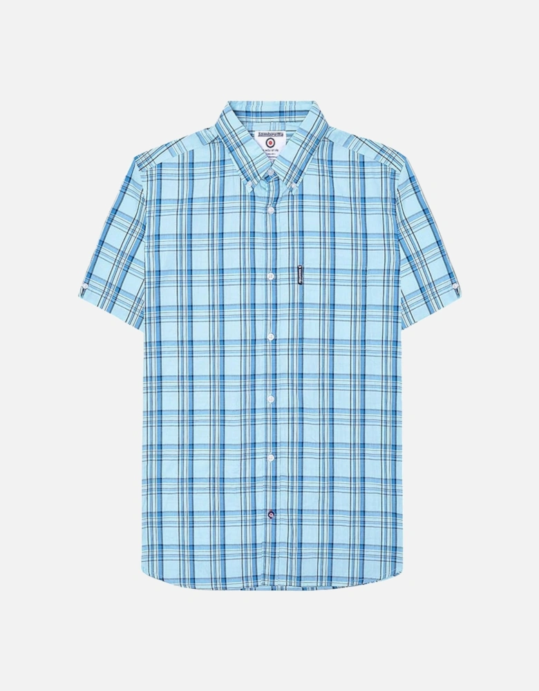 Mens Cotton Check Shirt - Arctic/Blue