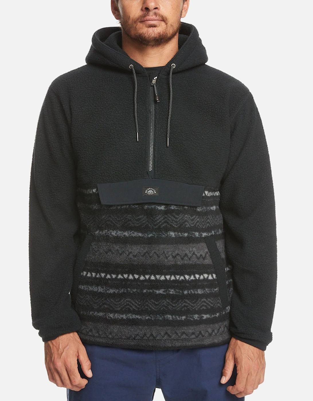 Mens Clean Coast Half Zip Hoodie - Black, 2 of 1