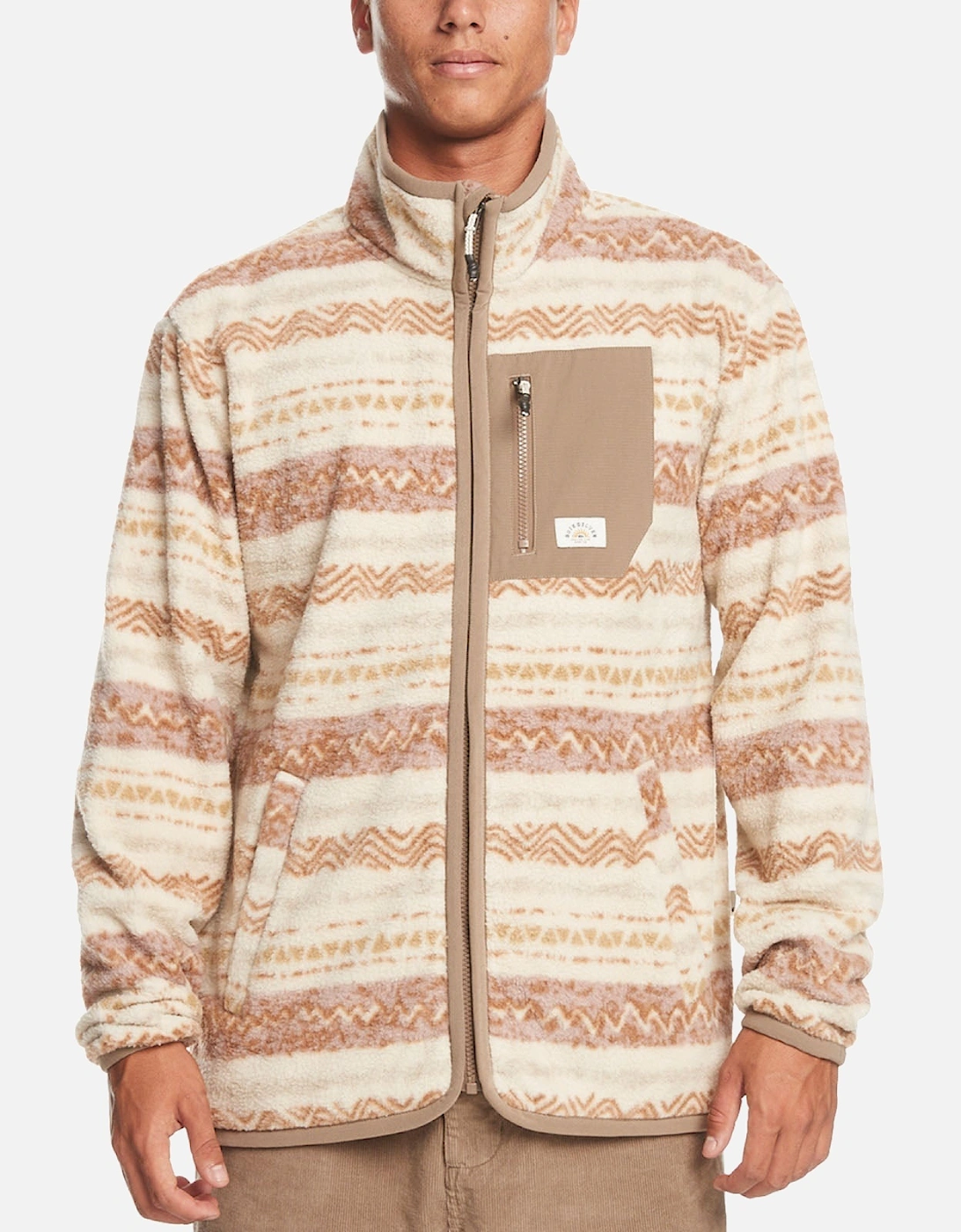 Mens Clean Coasts Patterned Full Zip Fleece Jacket - Birch Playa, 3 of 2