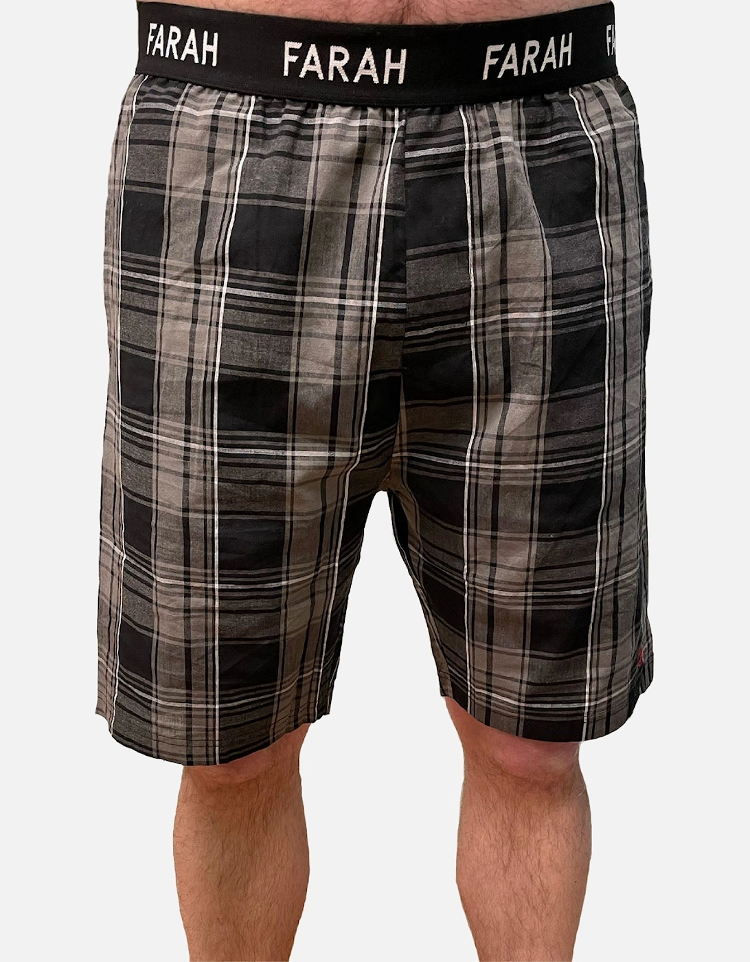 Mens Briggs Elasticated Checked Lounge Shorts - Black, 3 of 2