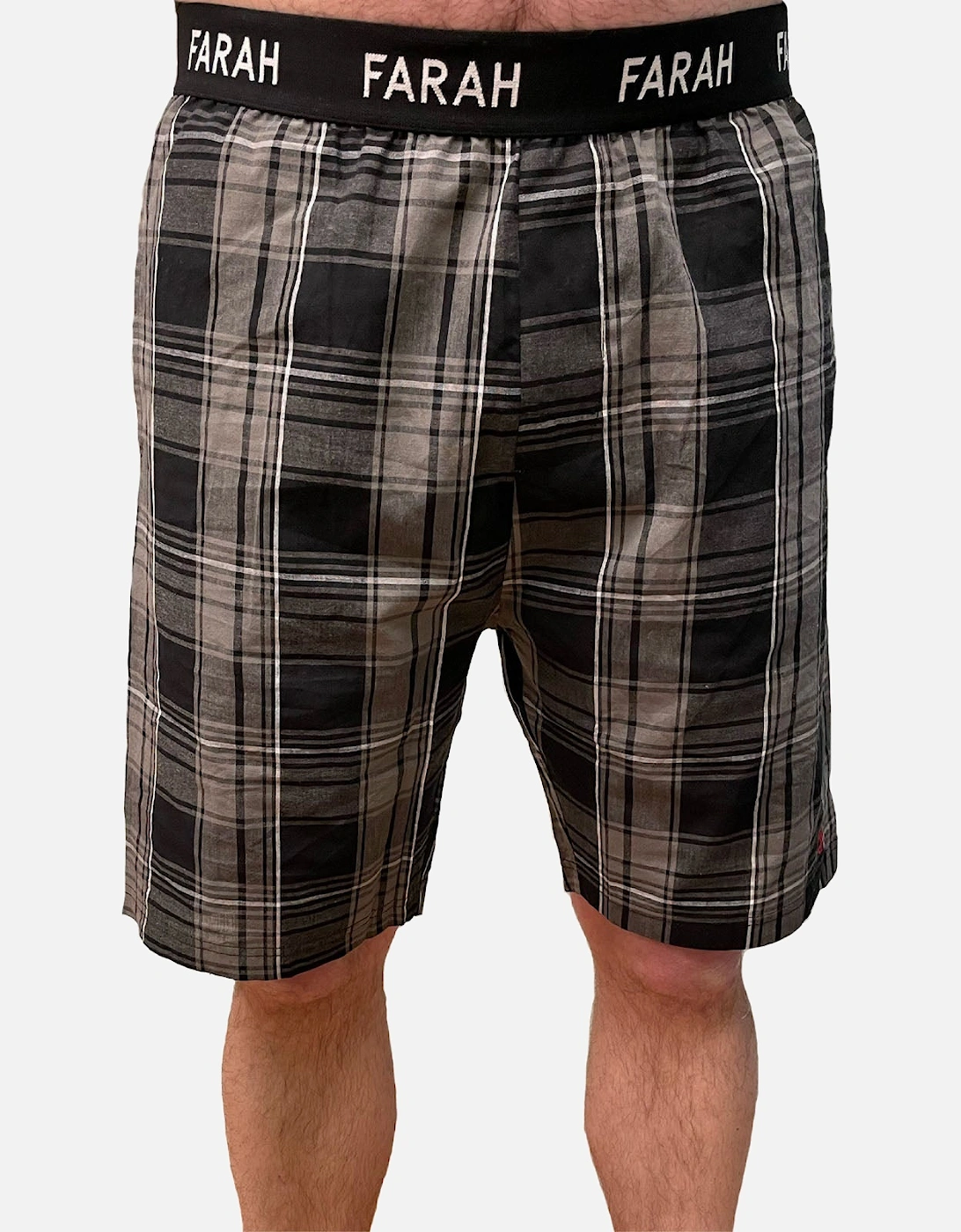 Mens Briggs Elasticated Checked Lounge Shorts - Black, 2 of 1