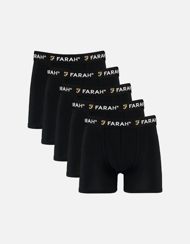 Mens Chorley 5-Pack Elasticated Logo Boxer Shorts - Black