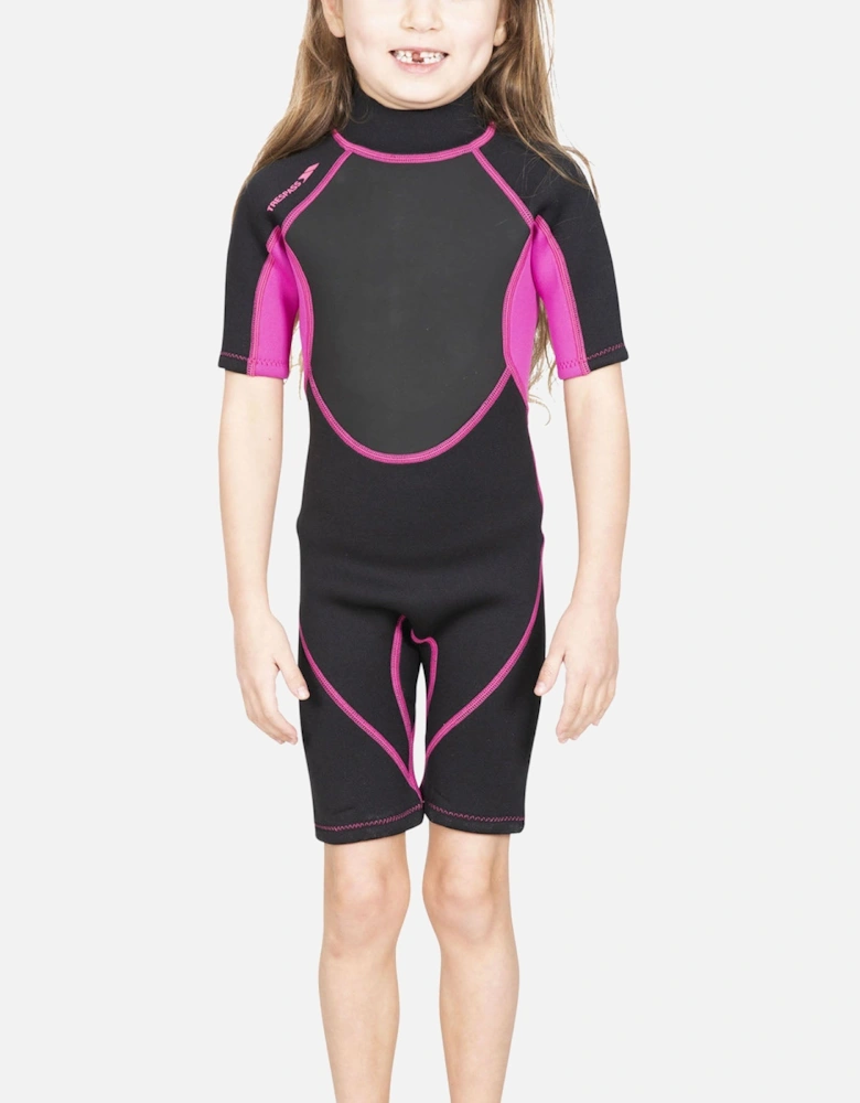Kids Astor 3MM Short Sleeve Surfing Short Wetsuit - Black/Pink