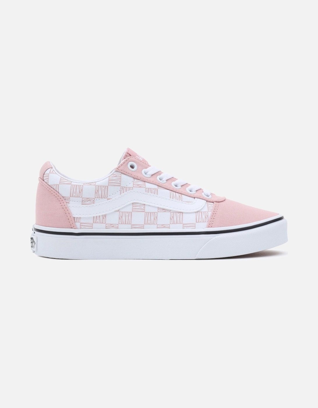 Womens Ward Canvas Low Rise Check Trainers  - White/Pink, 6 of 5