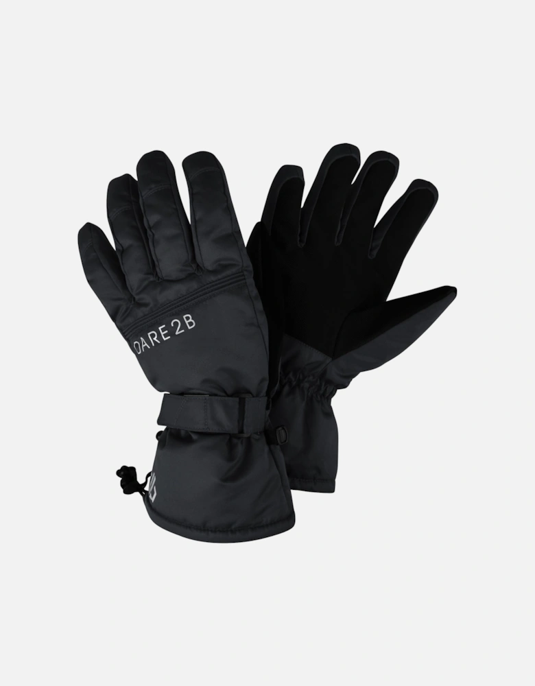Mens Worthy Adjustable Waterproof Ski Gloves - Black