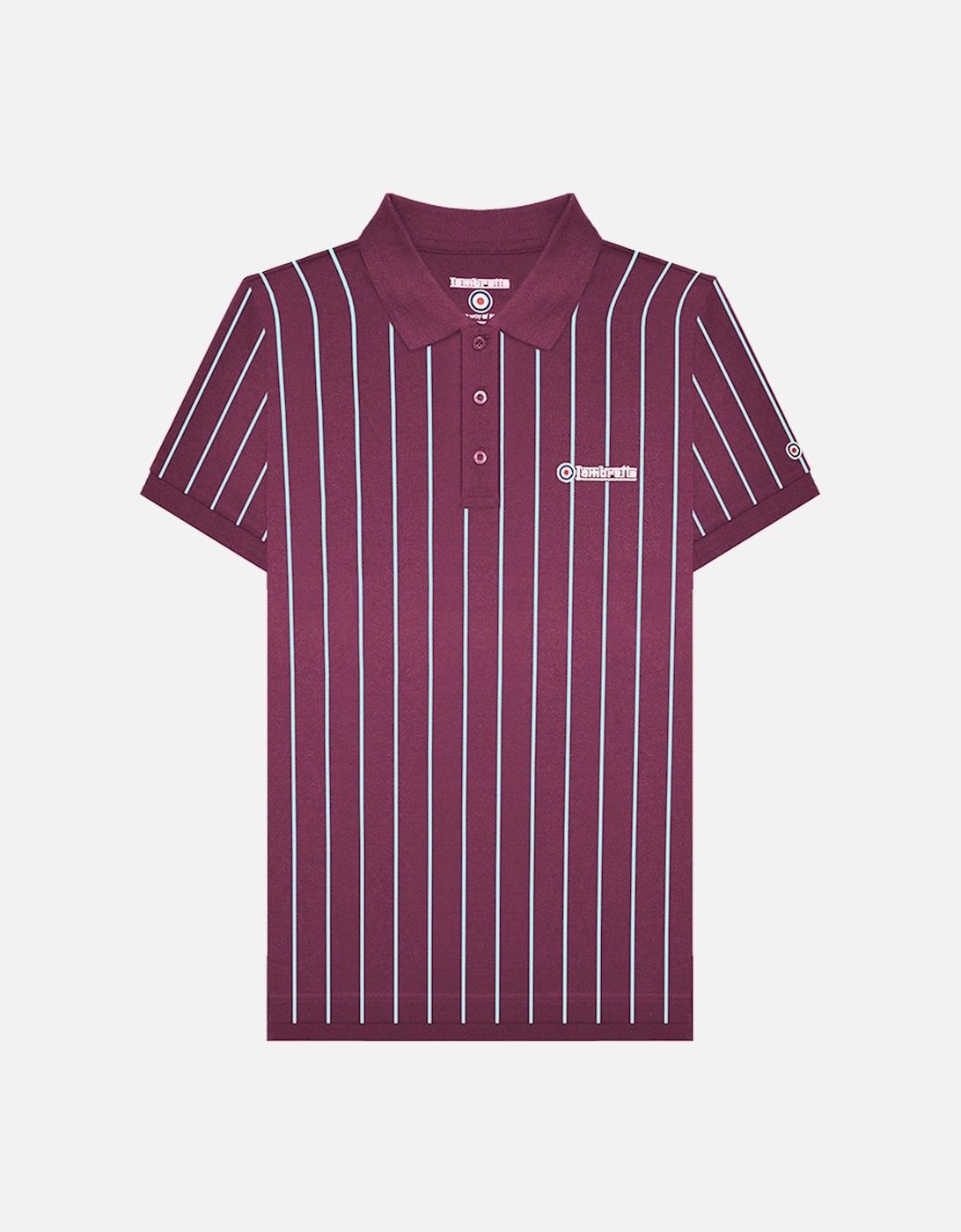 Mens Pinstripe Short Sleeve 3 Button Placket Cotton Polo Shirt Top, 2 of 1