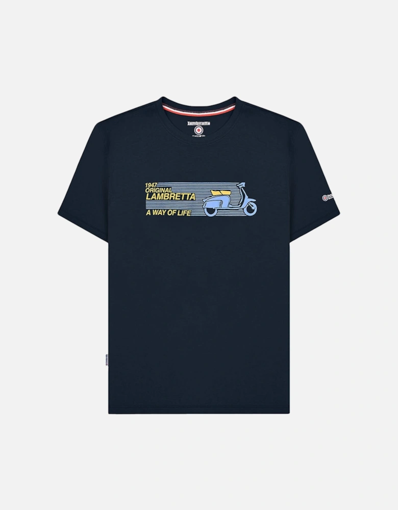 Mens Scooter Logo Crew Neck T-Shirt - Navy
