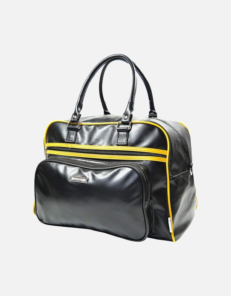 Mens Retro Twin Handle Duffle Bag - Black/Mustard