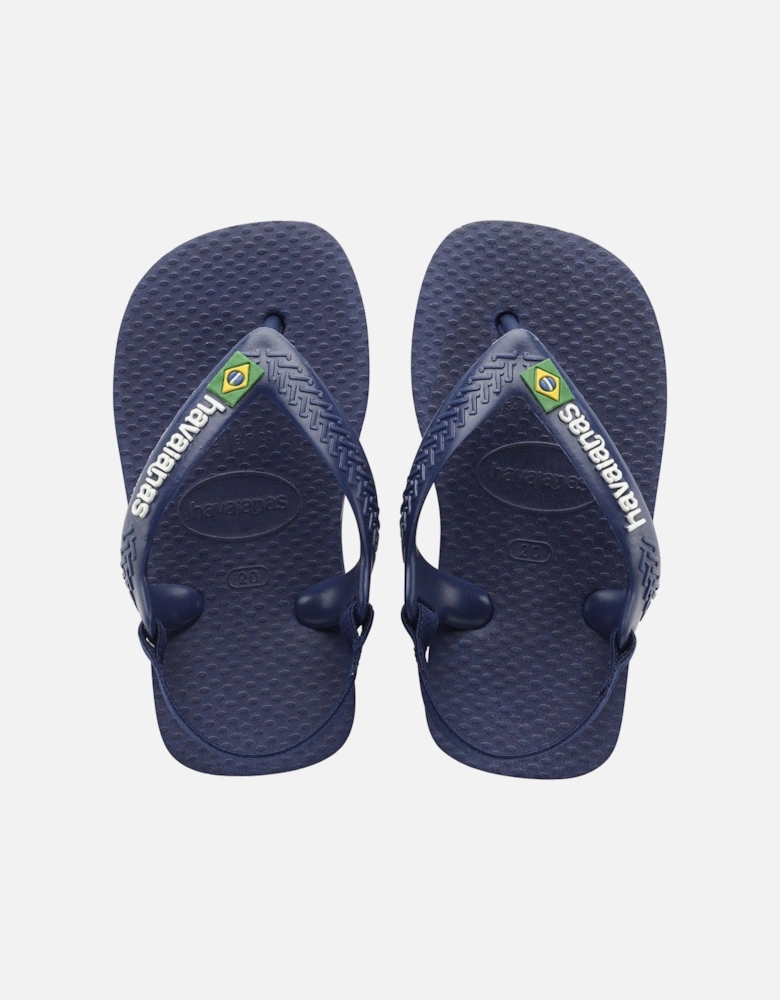 Kids Baby Brasil Logo Flip Flops - Marine/Yellow