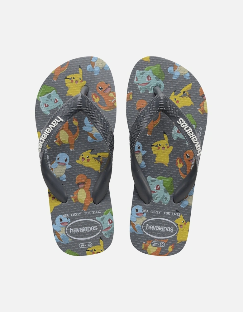 Kids Top Pokemon Flip Flops - Graphite