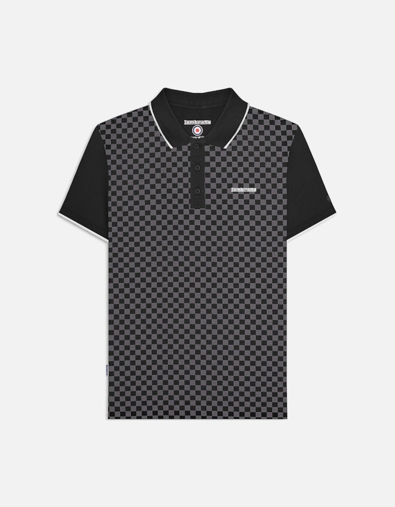 Mens Two Tone All Over Print Short Sleeve Polo Shirt