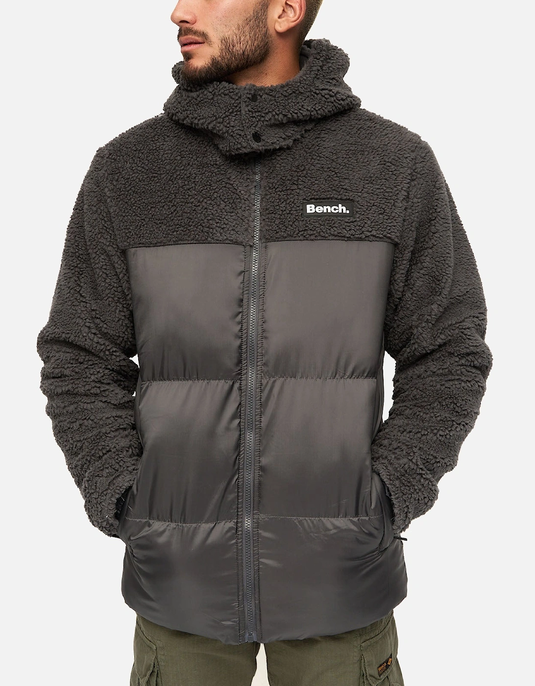 Mens Detta Padded Contrast Sherpa Hooded Jacket, 12 of 11
