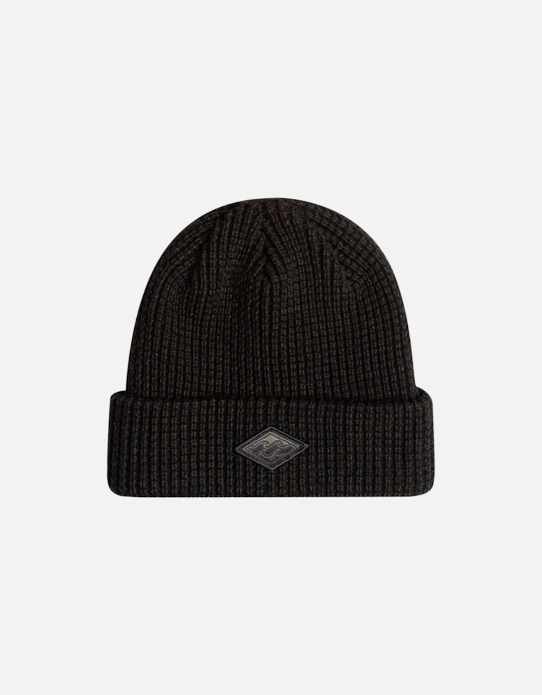 Mens Grill Fine Knit Cuffed Winter Warm Beanie Hat - Black