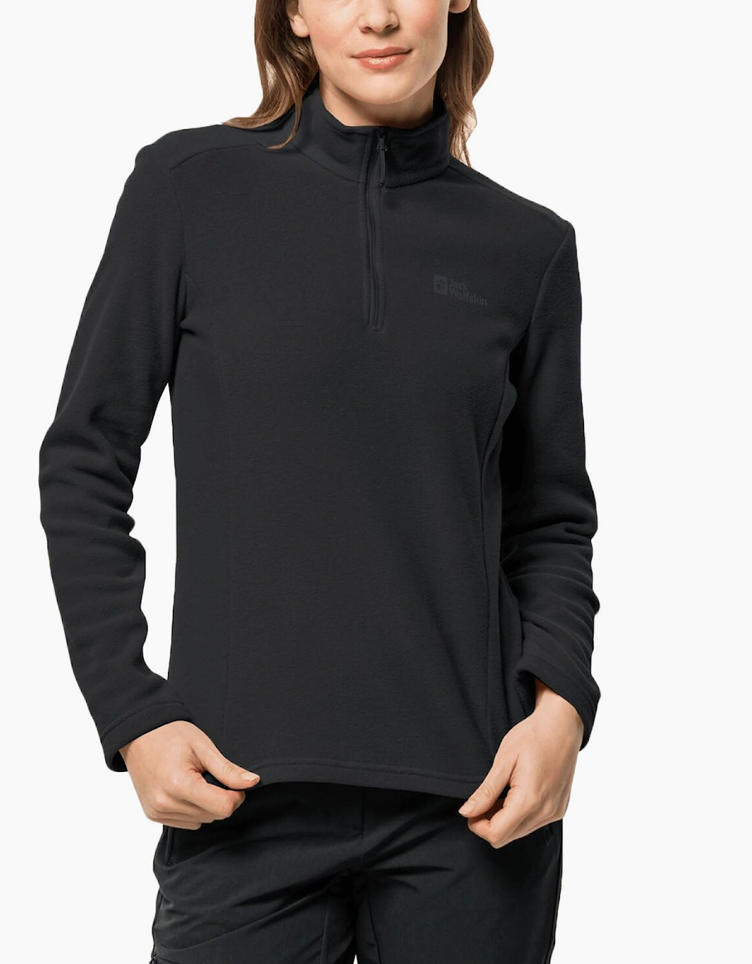 Women's Jack Wolfskin Womens Taunus Half Zip Pullover Fleece - Black - Size: 10/8