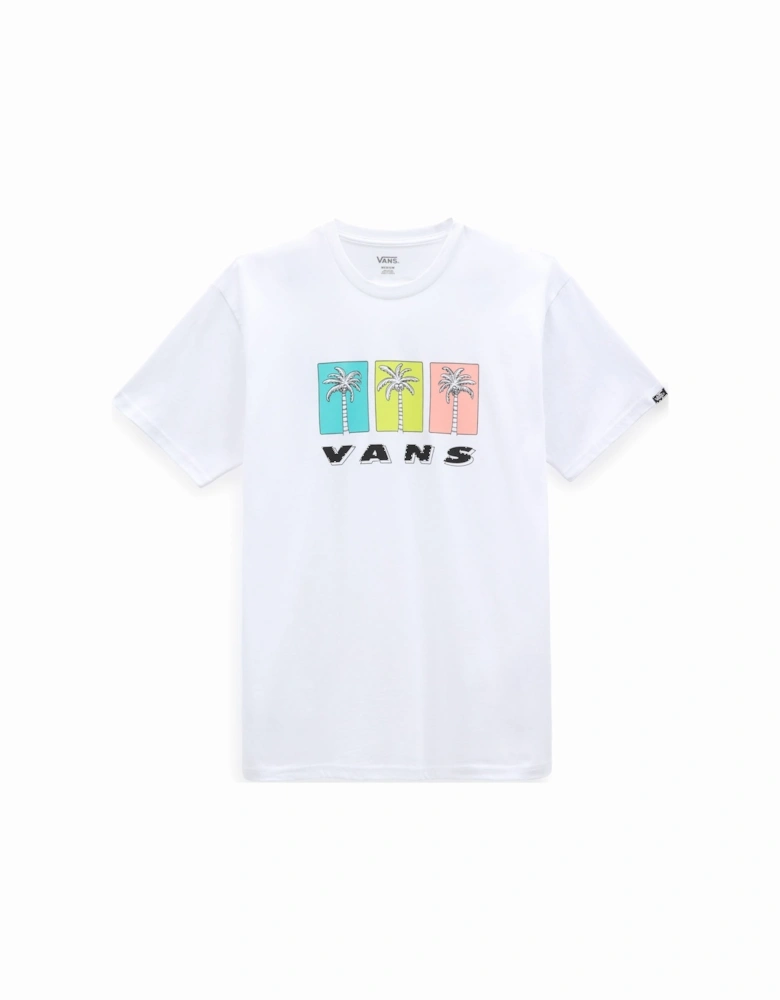 Mens Palm Trio Crew Neck T-Shirt - White