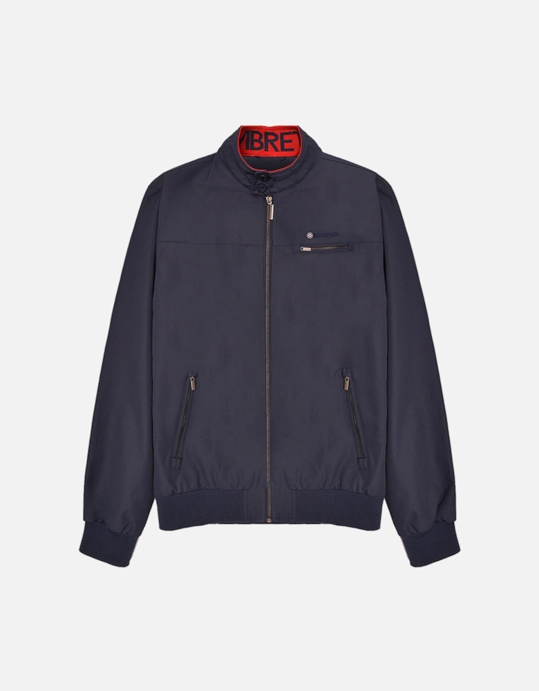 Mens Jacquard Retro Mod Harrington Jacket - Navy