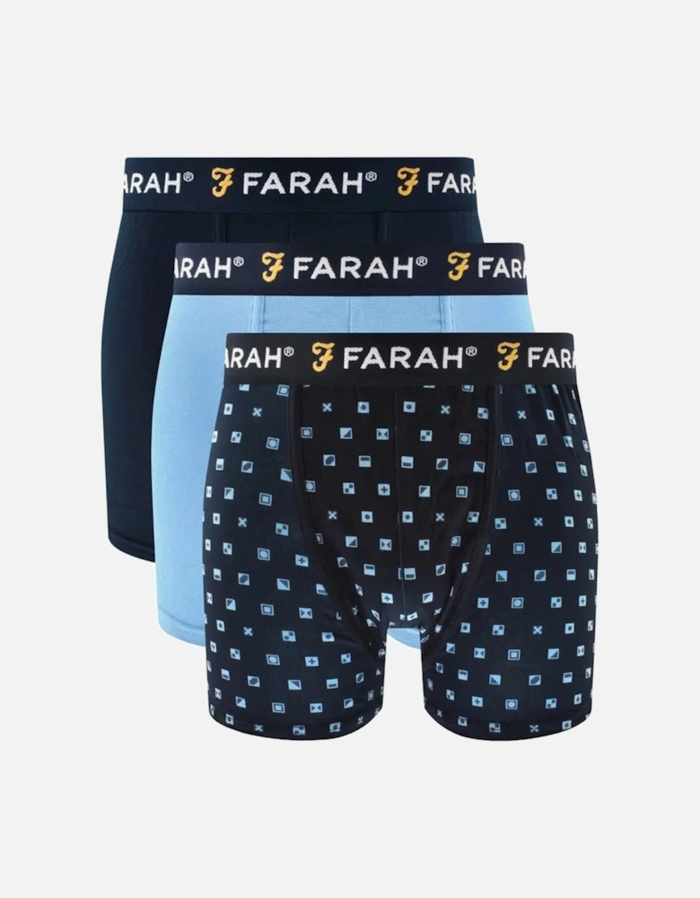 Mens Hannu 3 Pack Elasticated Boxer Shorts - Blue Multi
