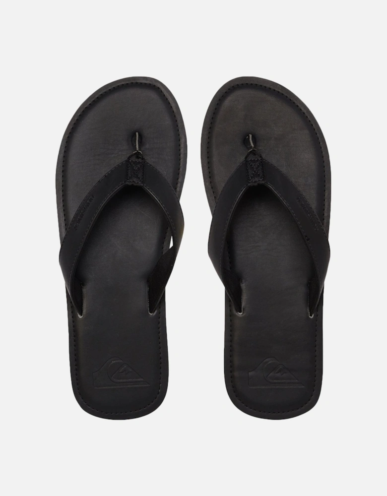 Mens Molokai Leather Flip Flops - Black