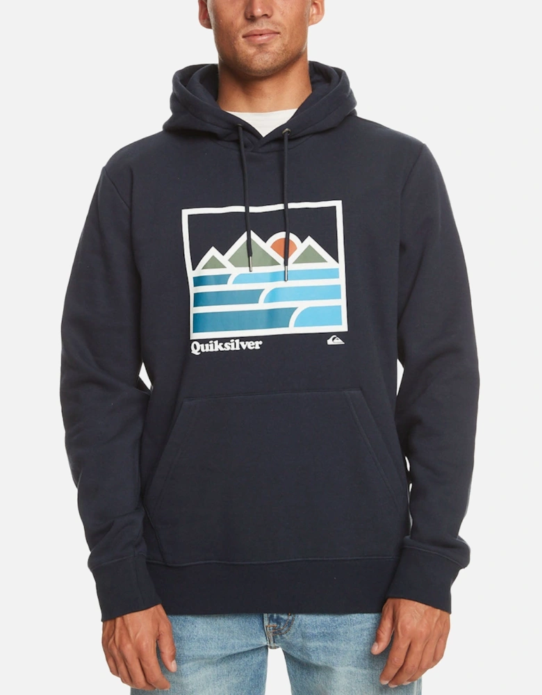 Mens Landscape Lines Hoodie - Navy Blazer