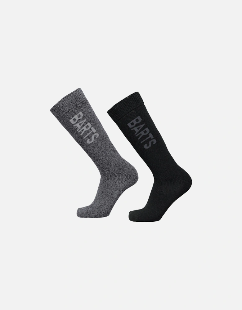Mens Basic 2 Pack Moisture Wicking Ski Socks - Anthracite/Black