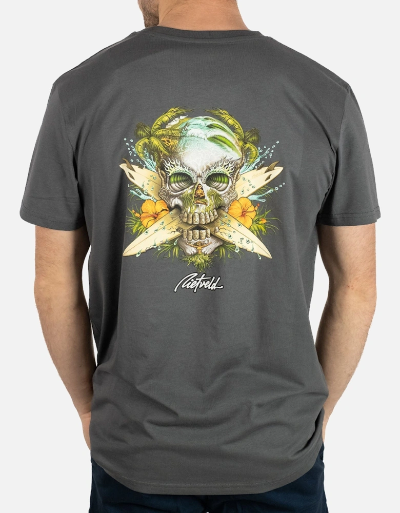 Mens Surf Skull Classic Cotton Crew Neck T-Shirt