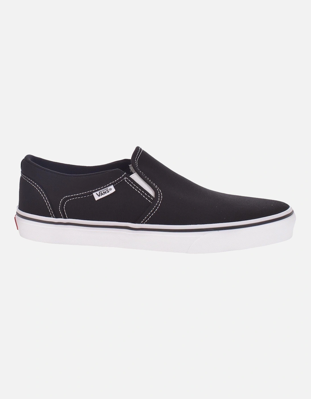 Mens Asher Canvas Trainers - Black/White, 5 of 4
