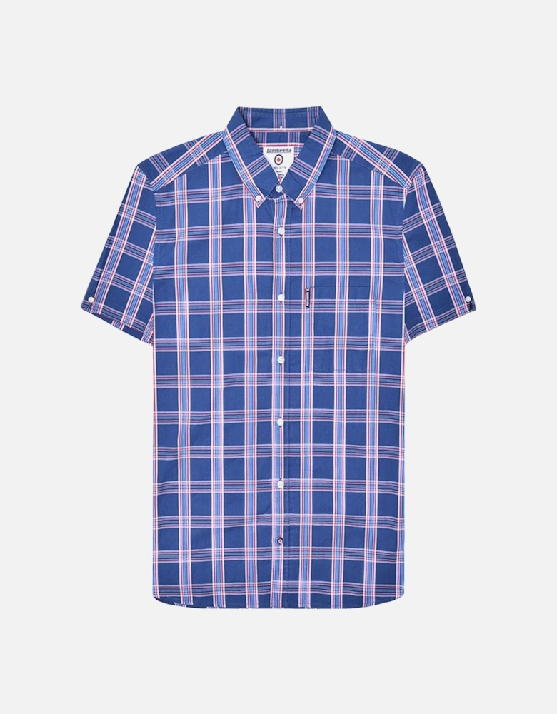 Mens Cotton Check Shirt - Navy/Red