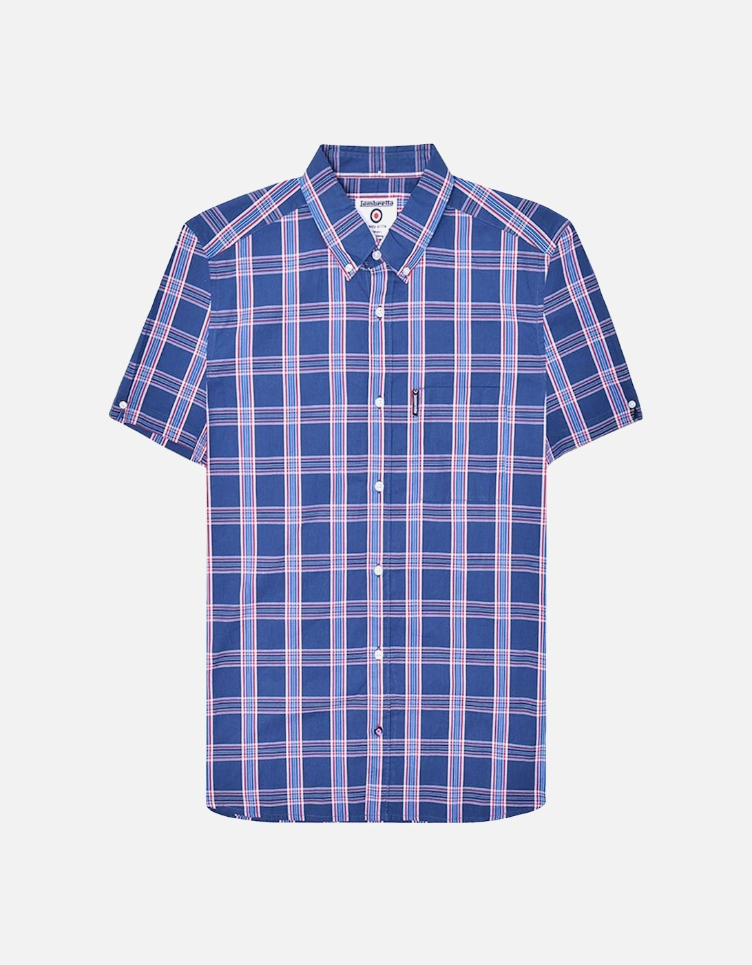 Mens Cotton Check Shirt - Navy/Red, 7 of 6