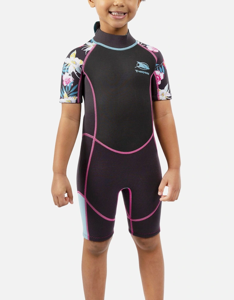 Kids Posie 3MM Short Sleeve Surfing Short Wetsuit - Dark Grey