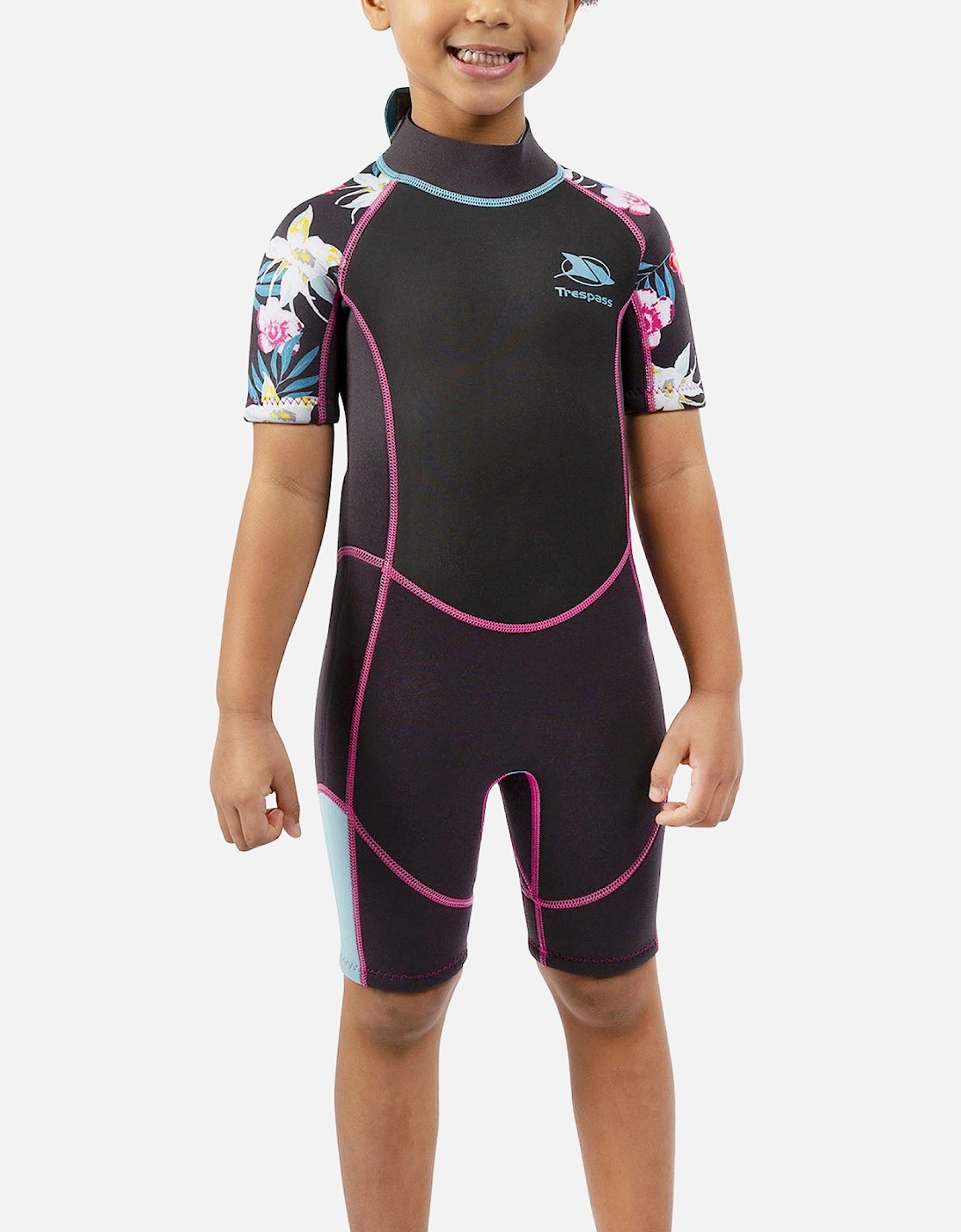 Kids Posie 3MM Short Sleeve Surfing Short Wetsuit - Dark Grey, 6 of 5